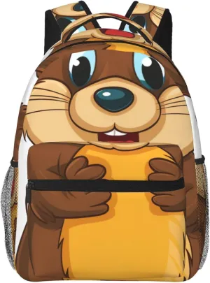 Backpack Casual Daypack for Men Women Cartoon animated beaver Laptop Backpack Lightweight Travel Bag Shoulder Bag for Work Hiking