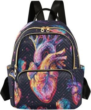 Backpack for Men and Women - Lightweight Laptop Backpack Casual Daypack for College Work Travel, Heart (2), Small