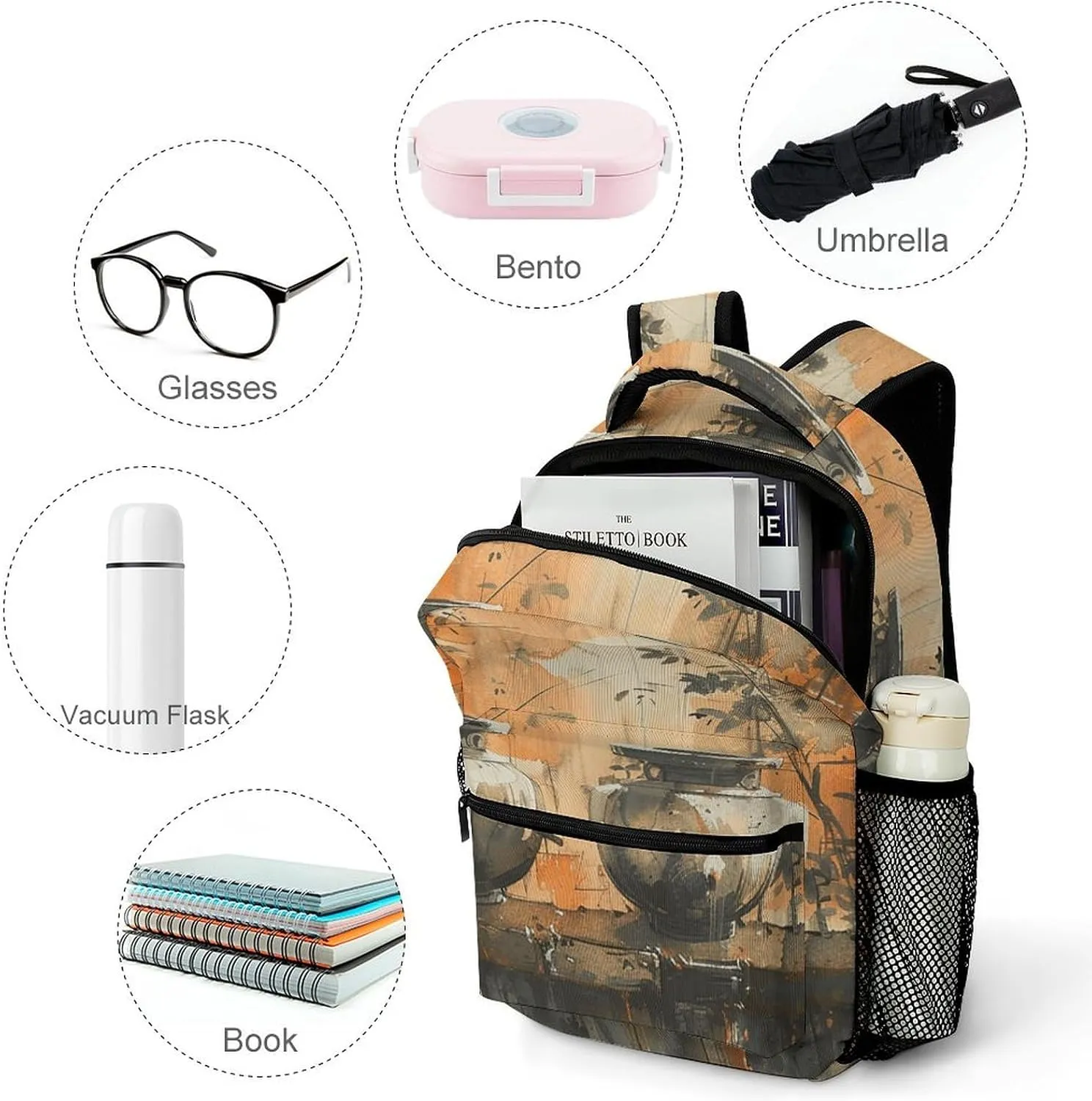 Backpack for Women Men Travel Basin on Fence Daypack Lightweight Laptop Bag Carry On Backpacks for Work
