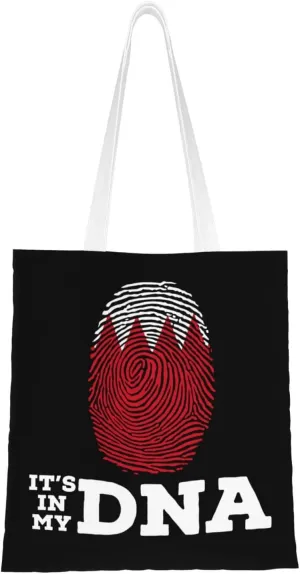 Bahrain It's in My DNA Tote Bag for Women Canvas Shopping Bags Reusable Large Capacity Casual Shoulder Handbags Grocery Bags DIY Gift Bags