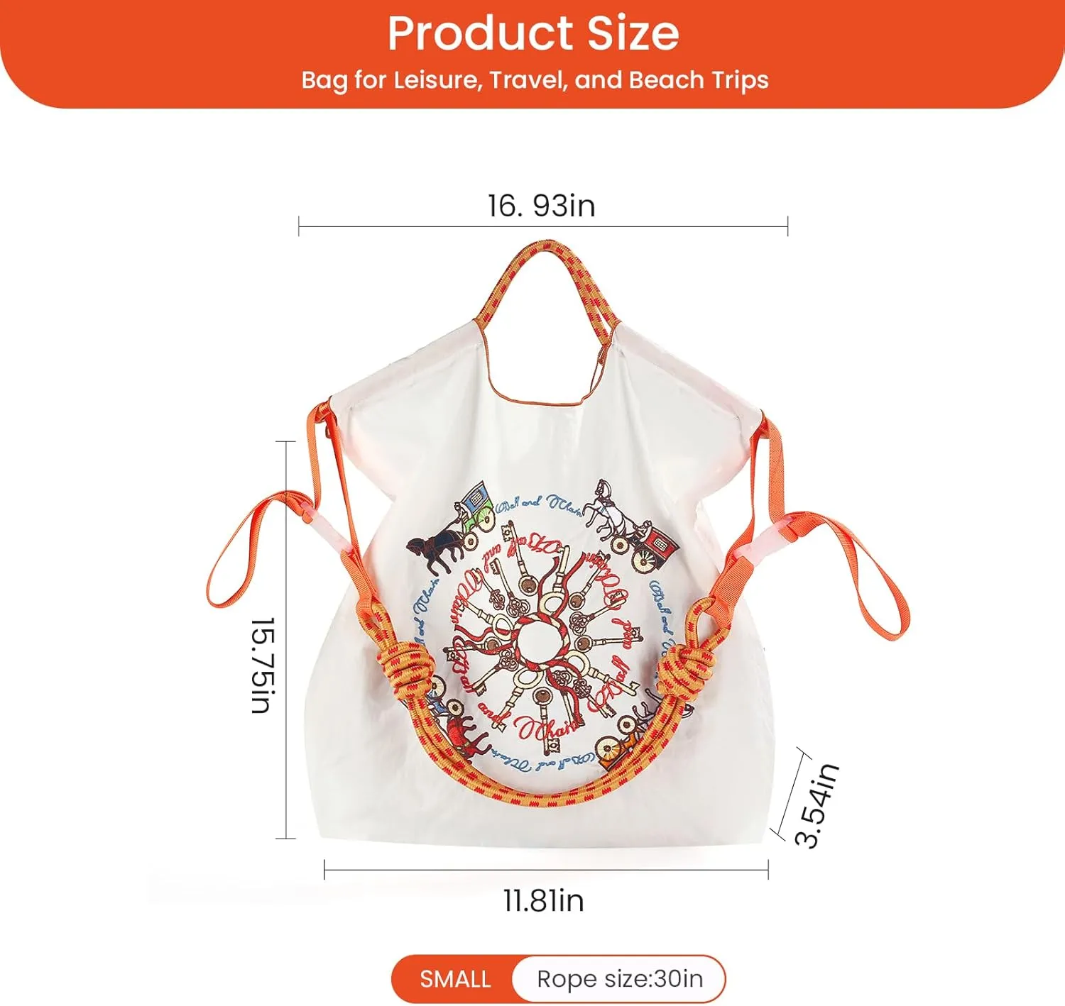 Ball&Chain Carriage Pattern Embroidery Nylon Tote Bag for Women, Travel Shoulder Bag Top Handle HandBags for Work, Travel