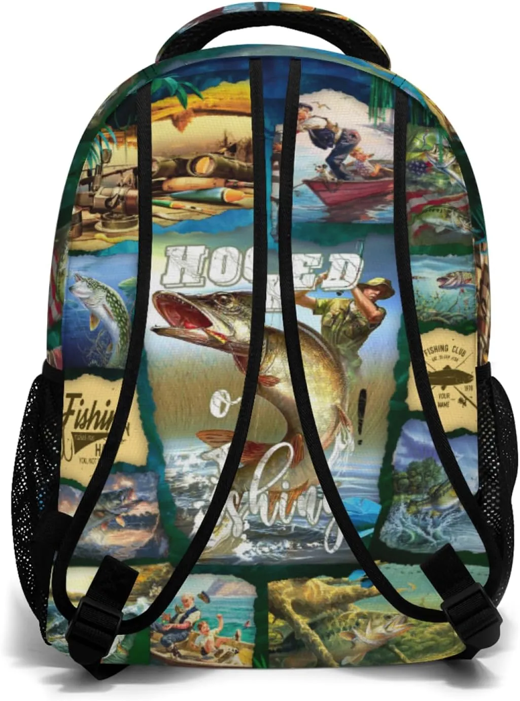 Bass Fishing Backpack School Bag Travel Daypack Rucksack for Students Gifts 16x11.4x6.9 inch