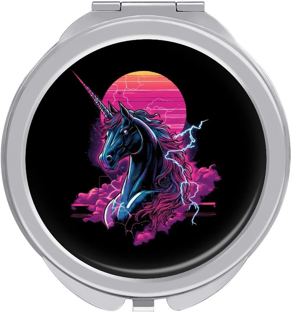Beast Unicorm Thunder Compact Mini Mirror Double-Sided Pocket Makeup Mirrors Ultra Portable for Purses and Travel