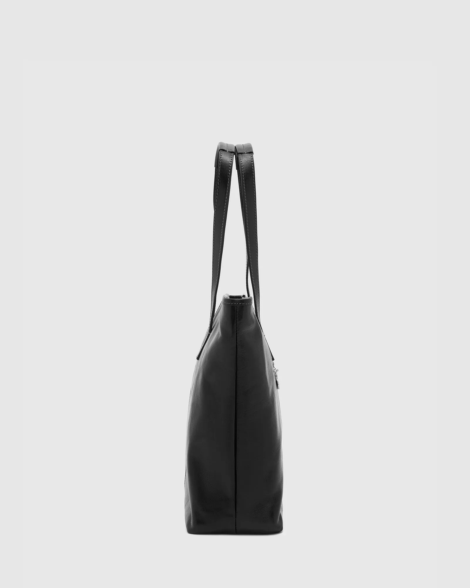 Beatrice Black - Leather Tote with laptop sleeve