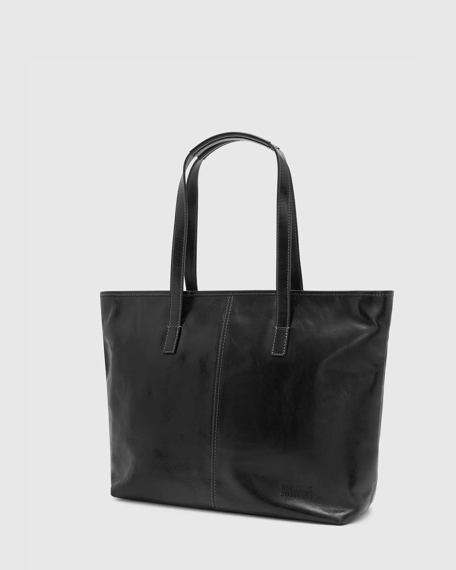 Beatrice Black - Leather Tote with laptop sleeve