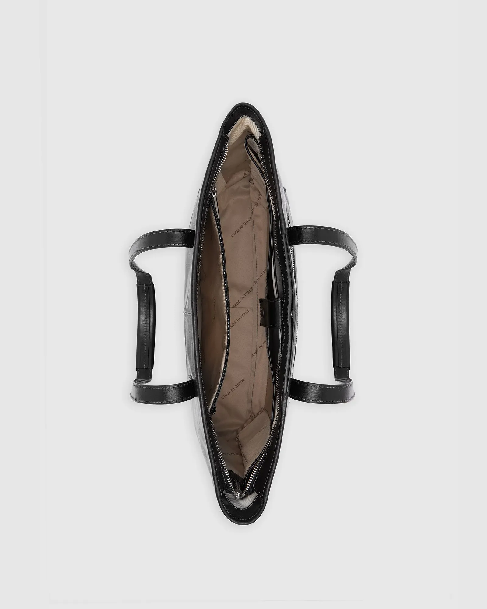 Beatrice Black - Leather Tote with laptop sleeve