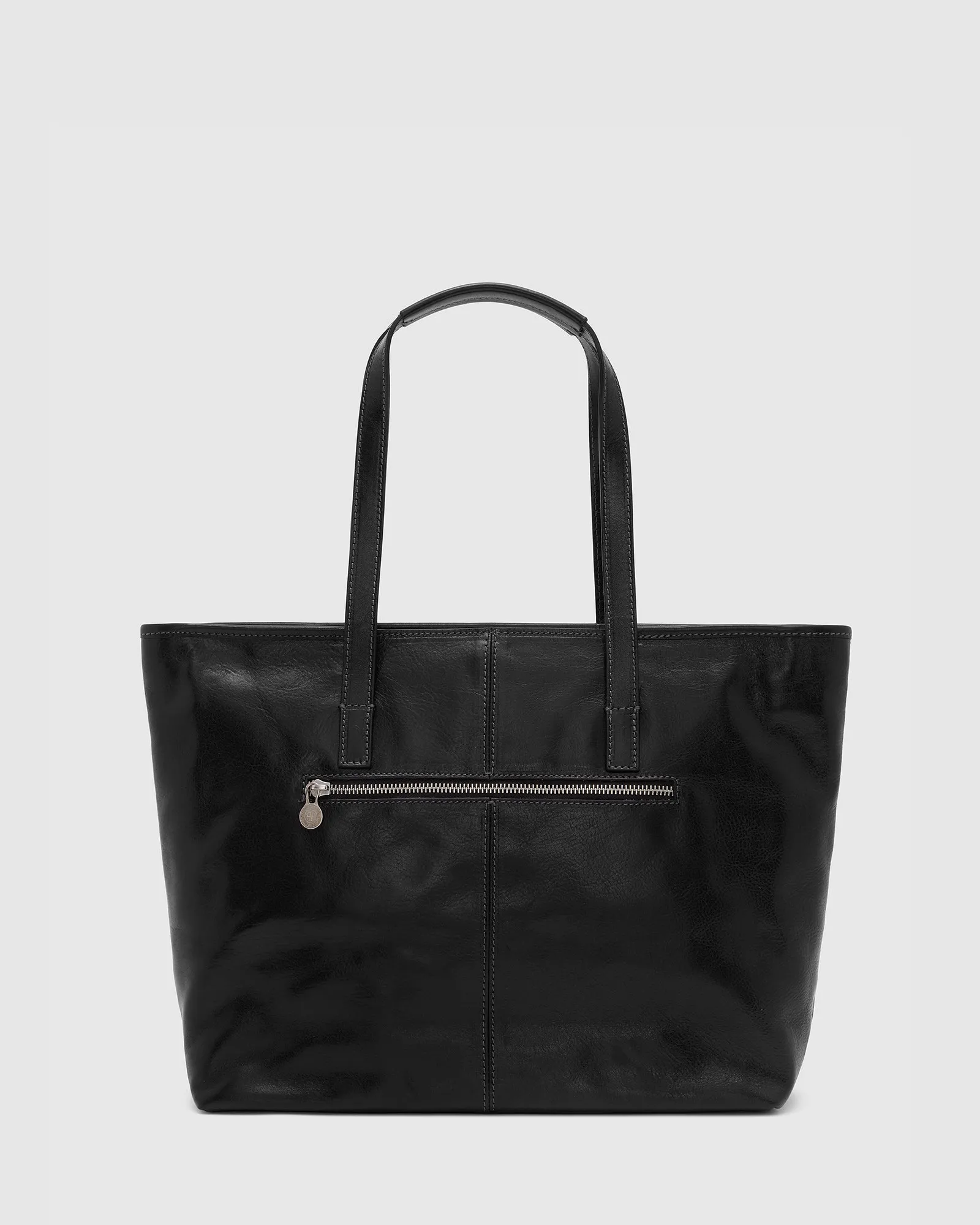 Beatrice Black - Leather Tote with laptop sleeve