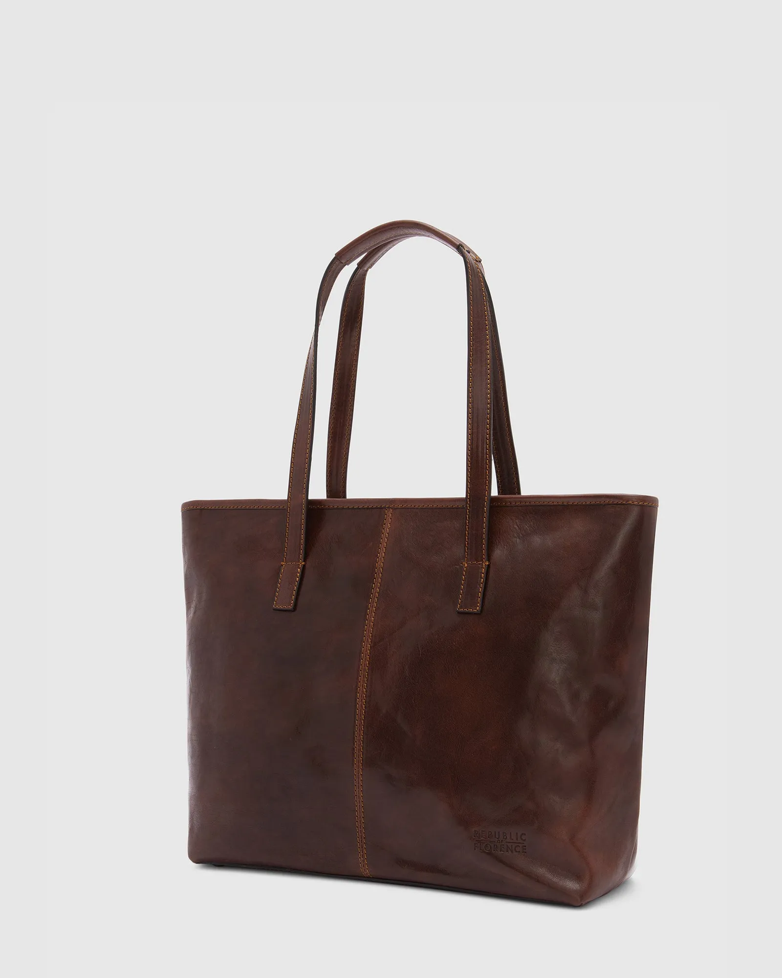 Beatrice Brown - Leather Tote with laptop sleeve