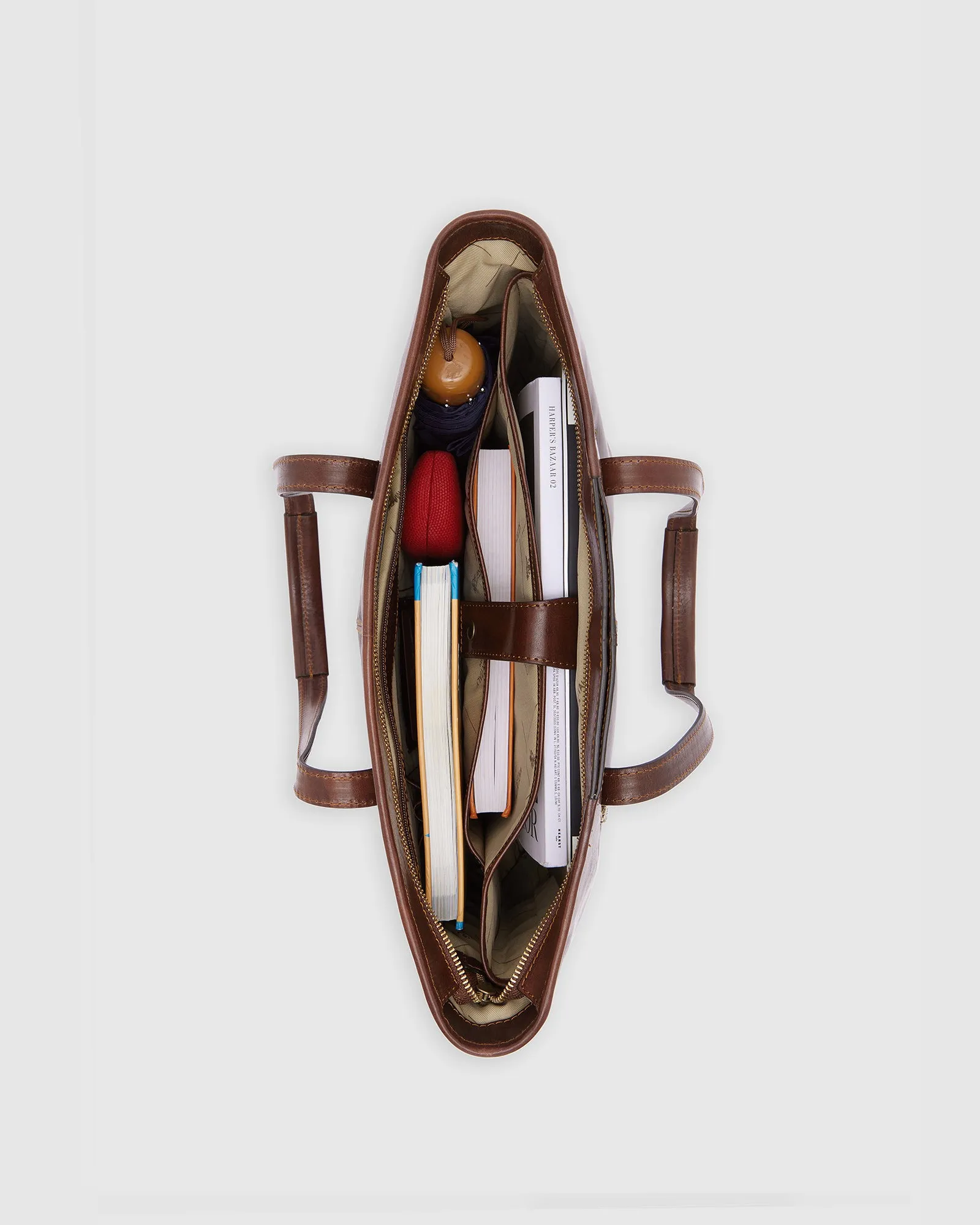 Beatrice Brown - Leather Tote with laptop sleeve