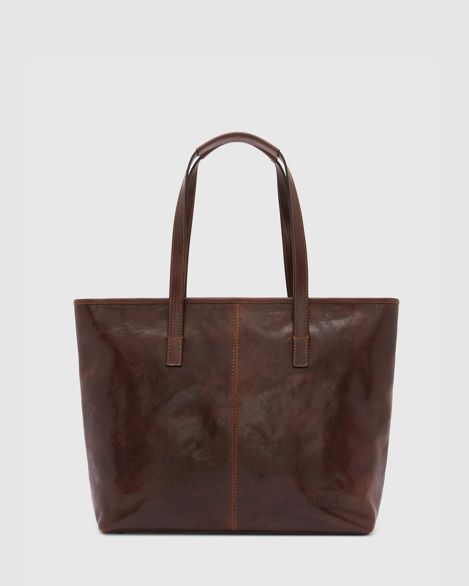 Beatrice Brown - Leather Tote with laptop sleeve