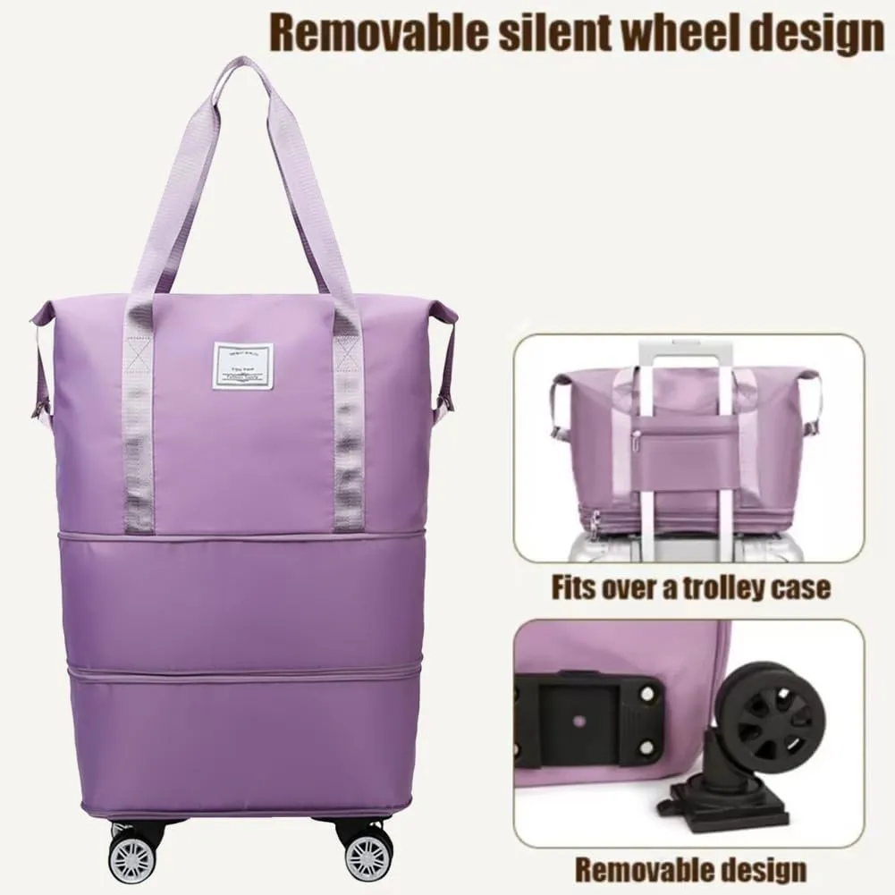 Beente Travel Bag With Wheels, 2025 New Large Capacity Travel Bag - Universal Wheel Removable, 27L - 50L Travel Bags (Gray)