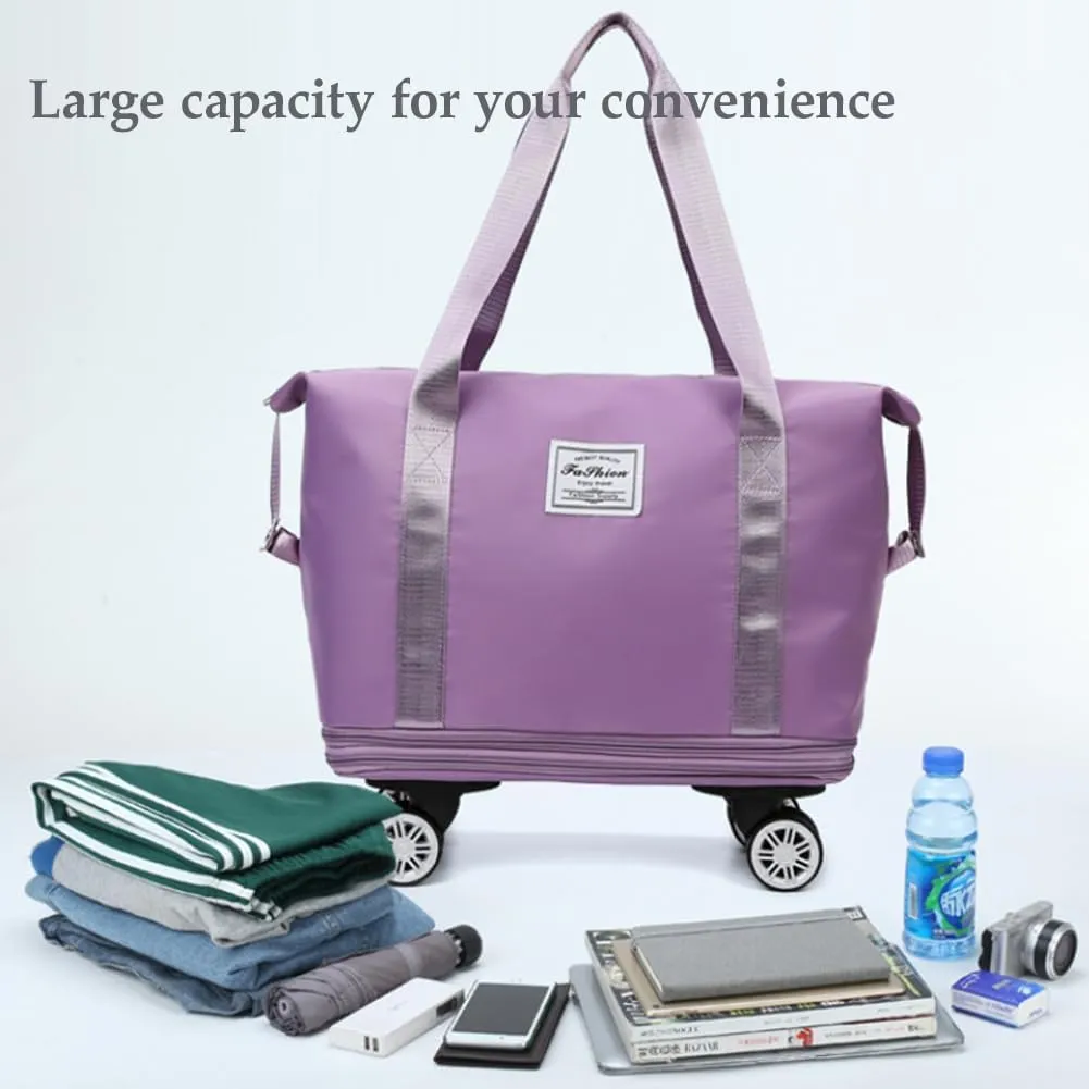 Beente Travel Bag With Wheels, 2025 New Large Capacity Travel Bag - Universal Wheel Removable, 27L - 50L Travel Bags (Pink)