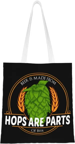 Beer Is Made From Hops Ard Parts Tote Bag for Women Canvas Shopping Bags Reusable Beach Bag Grocery Bags Tote Shoulder Bag Gift Bags