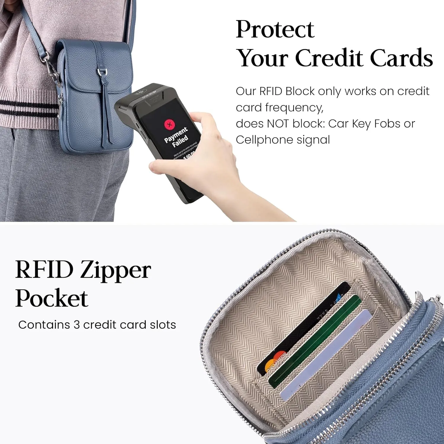 befen Genuine Leather Small Crossbody Bags for Women, Multi Pocket Cell Phone Crossbody Purse with RFID Blocking Card Slots