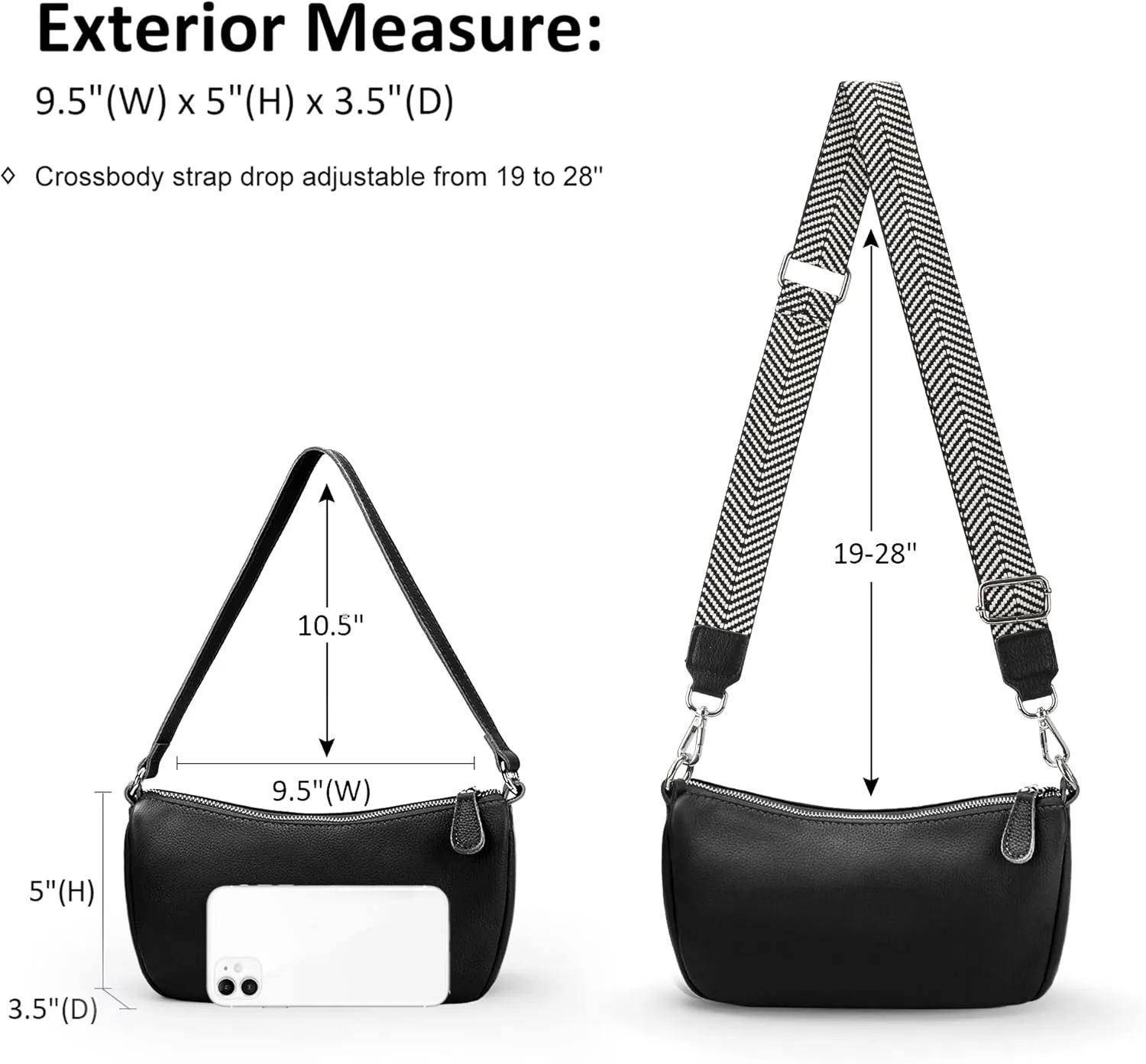 befen Genuine Leather Small Crossbody Bags Purses for Women Pocketbooks Shoulder Bag Satchel Purse with Multi Zipper Pockets
