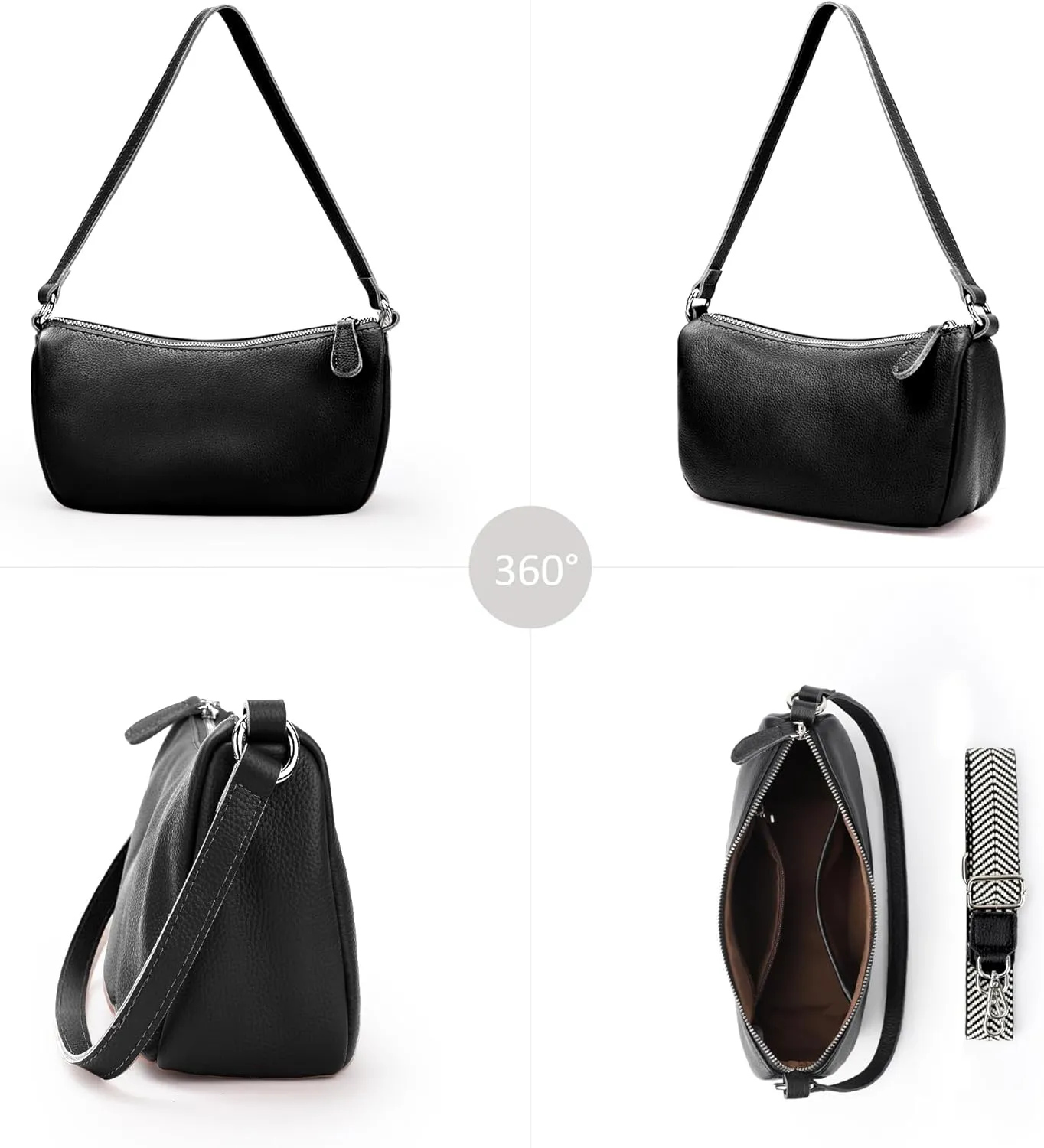 befen Genuine Leather Small Crossbody Bags Purses for Women Pocketbooks Shoulder Bag Satchel Purse with Multi Zipper Pockets
