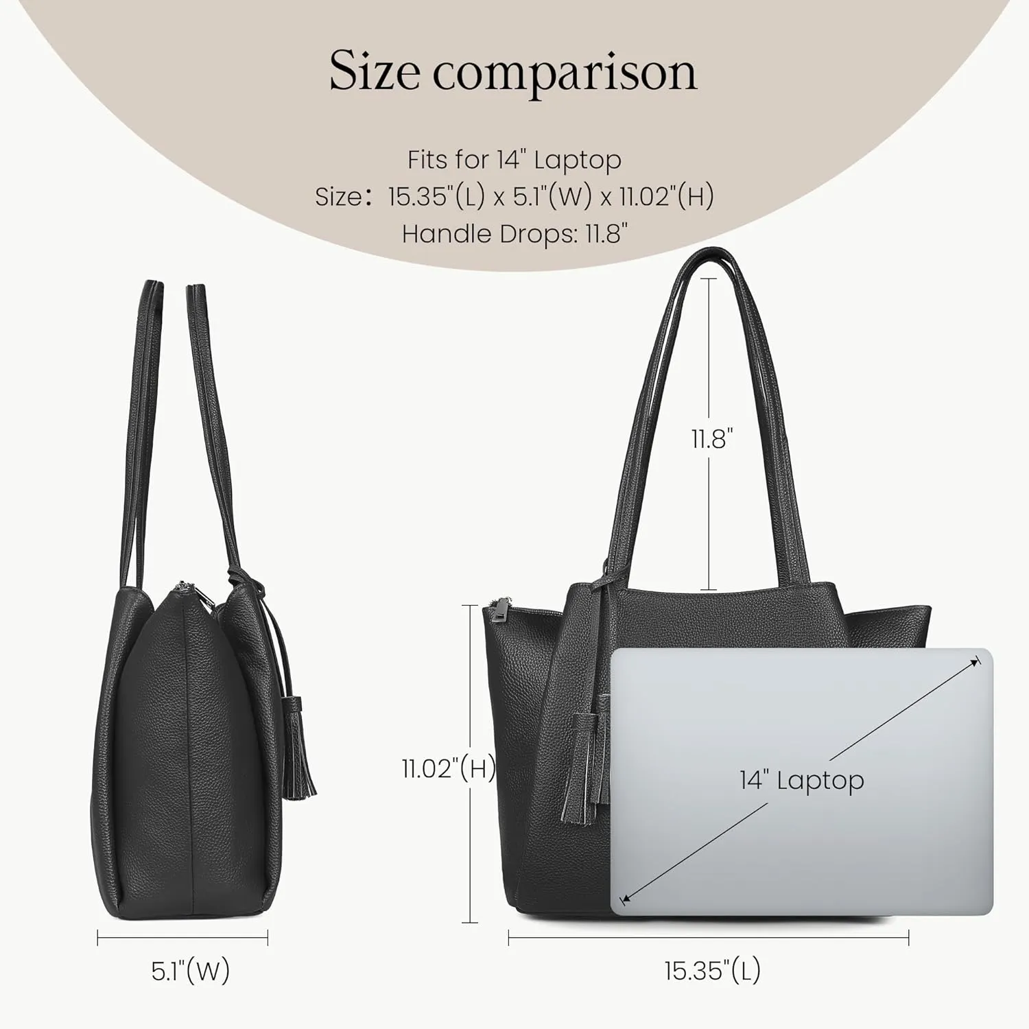 befen Genuine Leather Tote Bag for Women Work, Womens Laptop Tote Bags Shoulder Purses Totes with Compartments Handbags