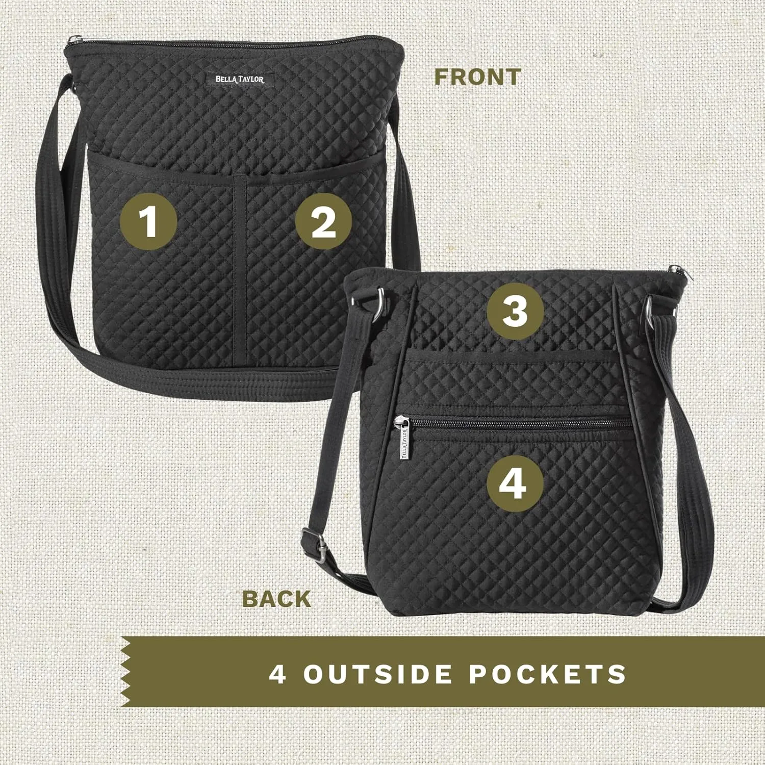 Bella Taylor Hipster Crossbody Purse for Women | Medium Size Shoulder Bag with Adjustable Strap