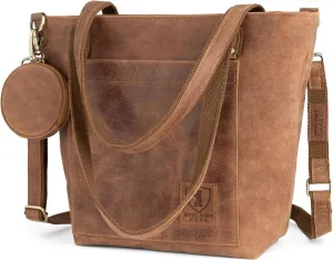 BERLINER BAGS Vintage Genuine Leather Tote Bag Verona, Handbag, Large Shopper, Work Bag for Women