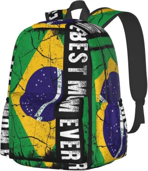 Best Brazilian Mom Ever Brazil Flag Backpack Large Capacity Backpack Lightweight Double Shoulder Bag For Women Men Travel