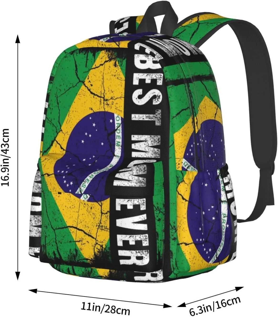 Best Brazilian Mom Ever Brazil Flag Backpack Large Capacity Backpack Lightweight Double Shoulder Bag For Women Men Travel
