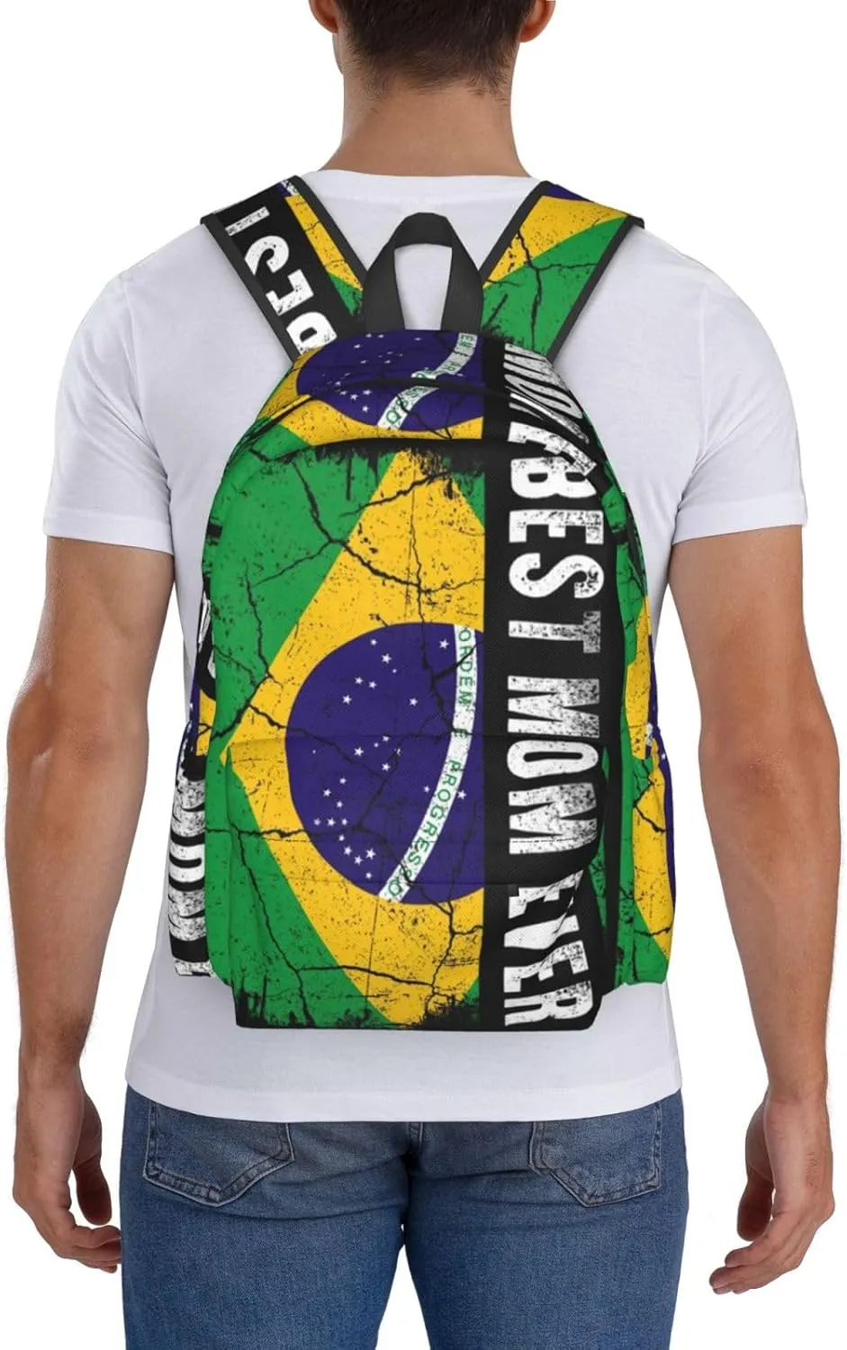 Best Brazilian Mom Ever Brazil Flag Backpack Large Capacity Backpack Lightweight Double Shoulder Bag For Women Men Travel