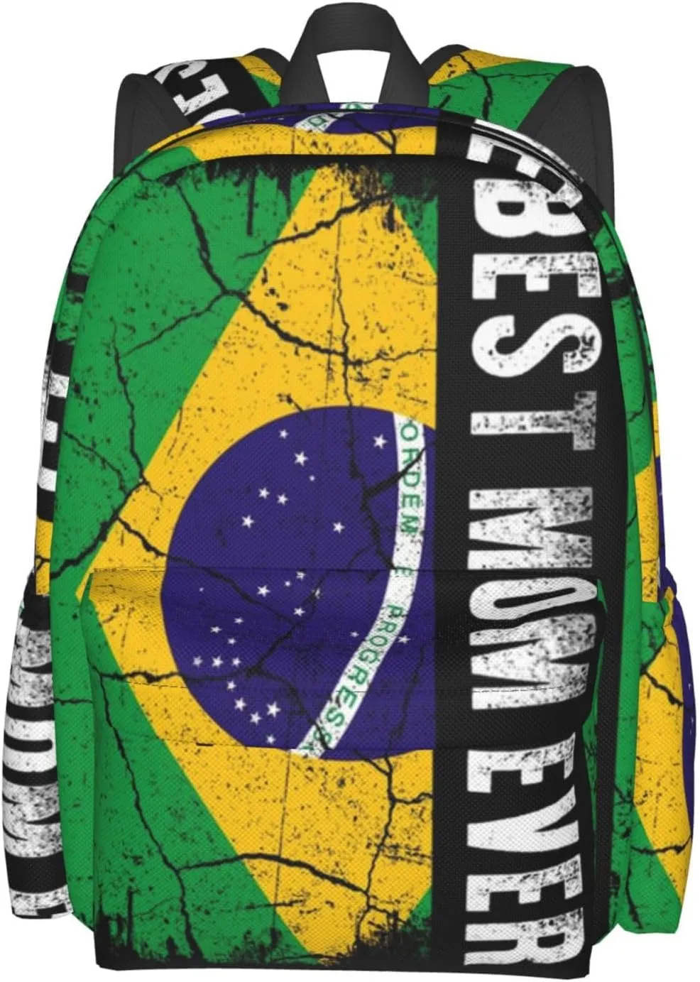 Best Brazilian Mom Ever Brazil Flag Backpack Large Capacity Backpack Lightweight Double Shoulder Bag For Women Men Travel