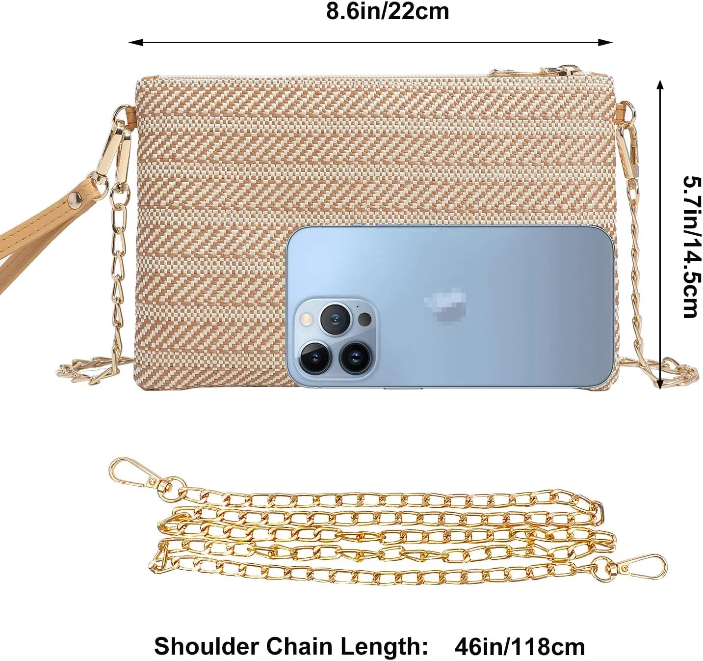Beurlike Straw Clutch Purses for Women Beach Wristlet Wallet Small Cross body bag for Girls
