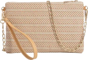 Beurlike Straw Clutch Purses for Women Beach Wristlet Wallet Small Cross body bag for Girls