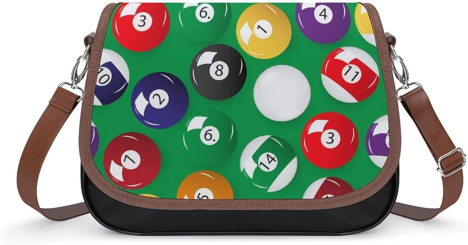 Billiards Pool Table Balls Trendy Crossbody Bags Purses for Women Casual Shoulder Handbags with Adjustable Wide Strap