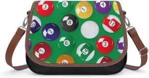 Billiards Pool Table Balls Trendy Crossbody Bags Purses for Women Casual Shoulder Handbags with Adjustable Wide Strap