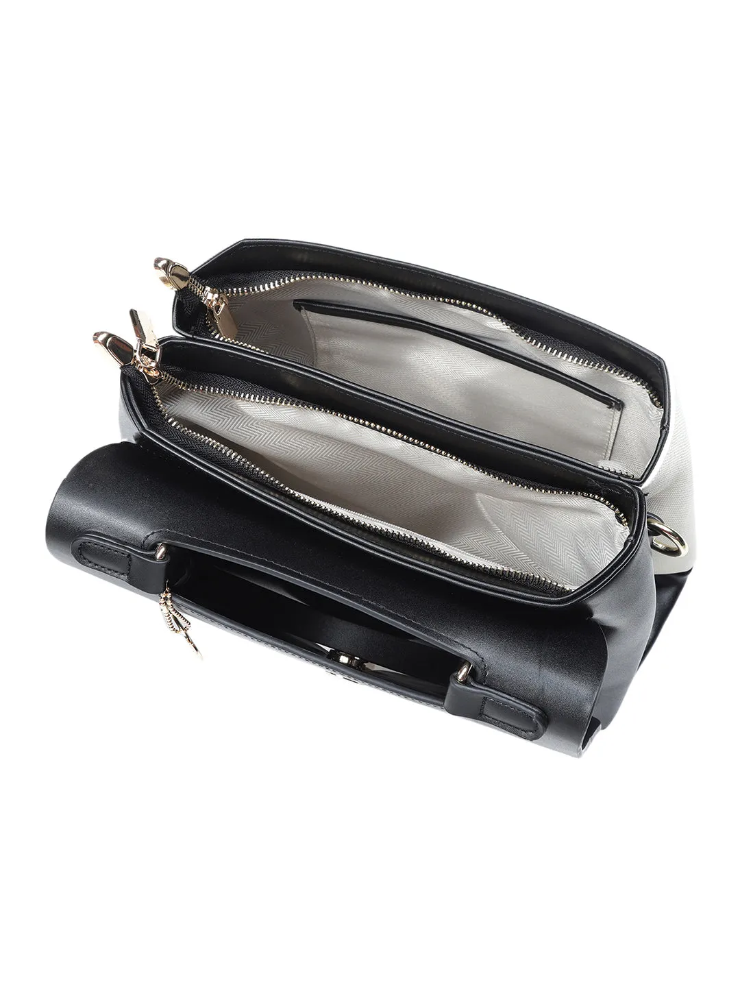 Biluxe Black And White Satchel Bag