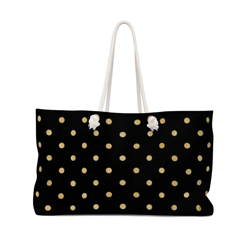 Black and Gold Polka Dot Weekender Bag