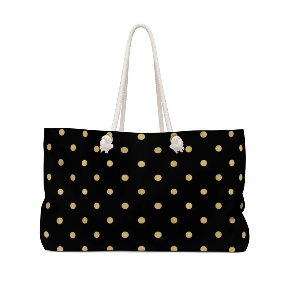 Black and Gold Polka Dot Weekender Bag