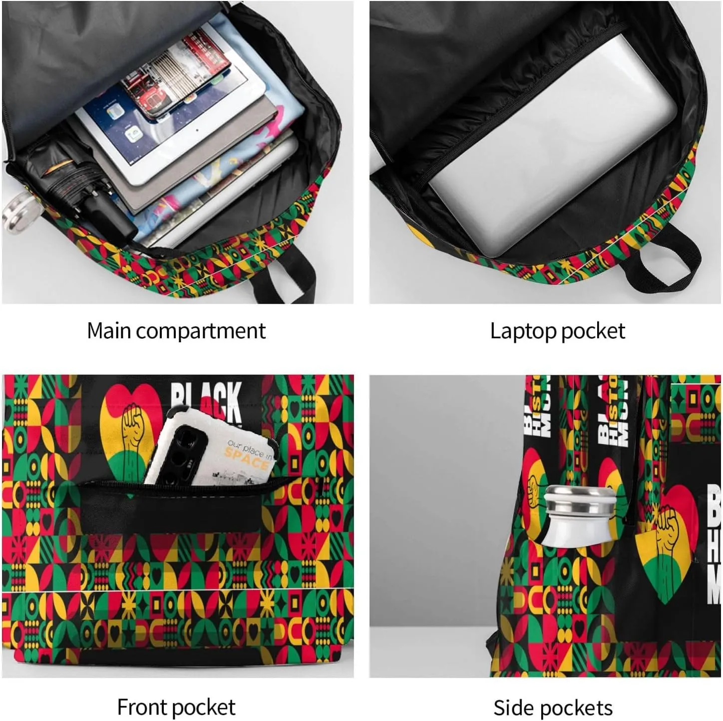 Black History Month African American Pride Celebrate Gifts Backpack Casual Laptop Backpack Large Capacity Double Shoulder Bag Travel Daypack For Women Men