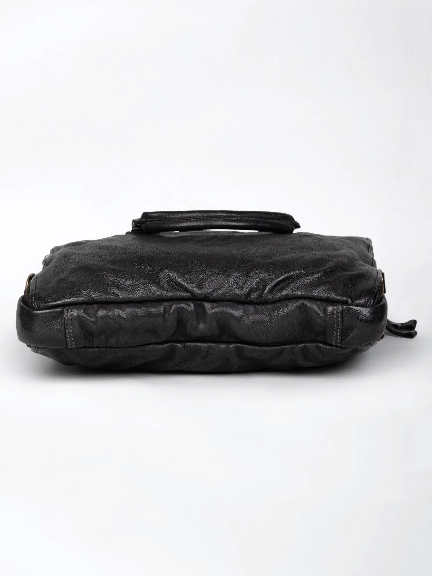 Black Leather Plain Design Laptop Bag by art n vintage