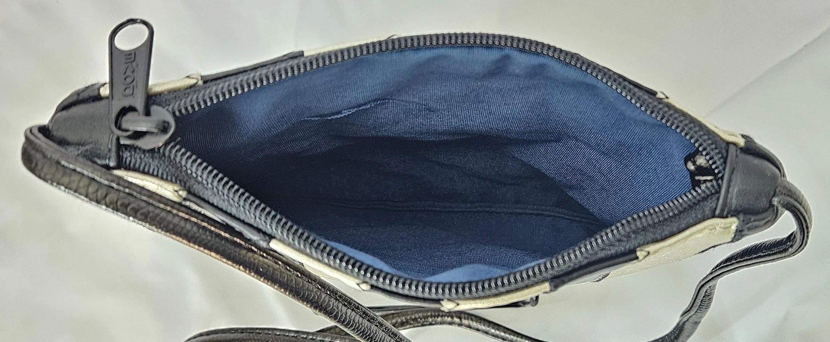 Black with Grey all Zigzag stich Crossbody Handbag#TR3302Bg-ZA,Purses for girls,women,Universal Use Genuine Leather. Made in USA.