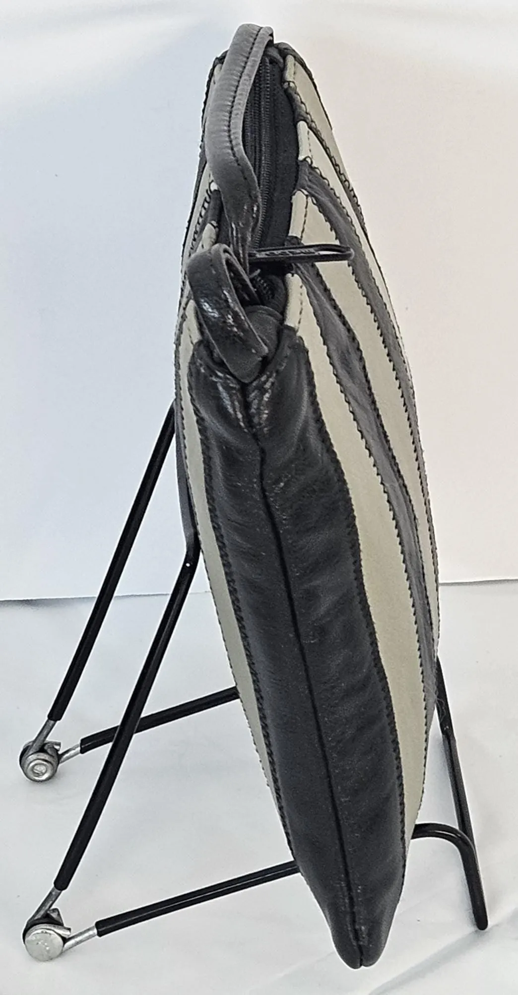 Black with Mocha all Zigzag stich Crossbody Handbag#TR3302Bm-ZA,Purses for girls,women,Universal Use Genuine Leather. Made in USA.