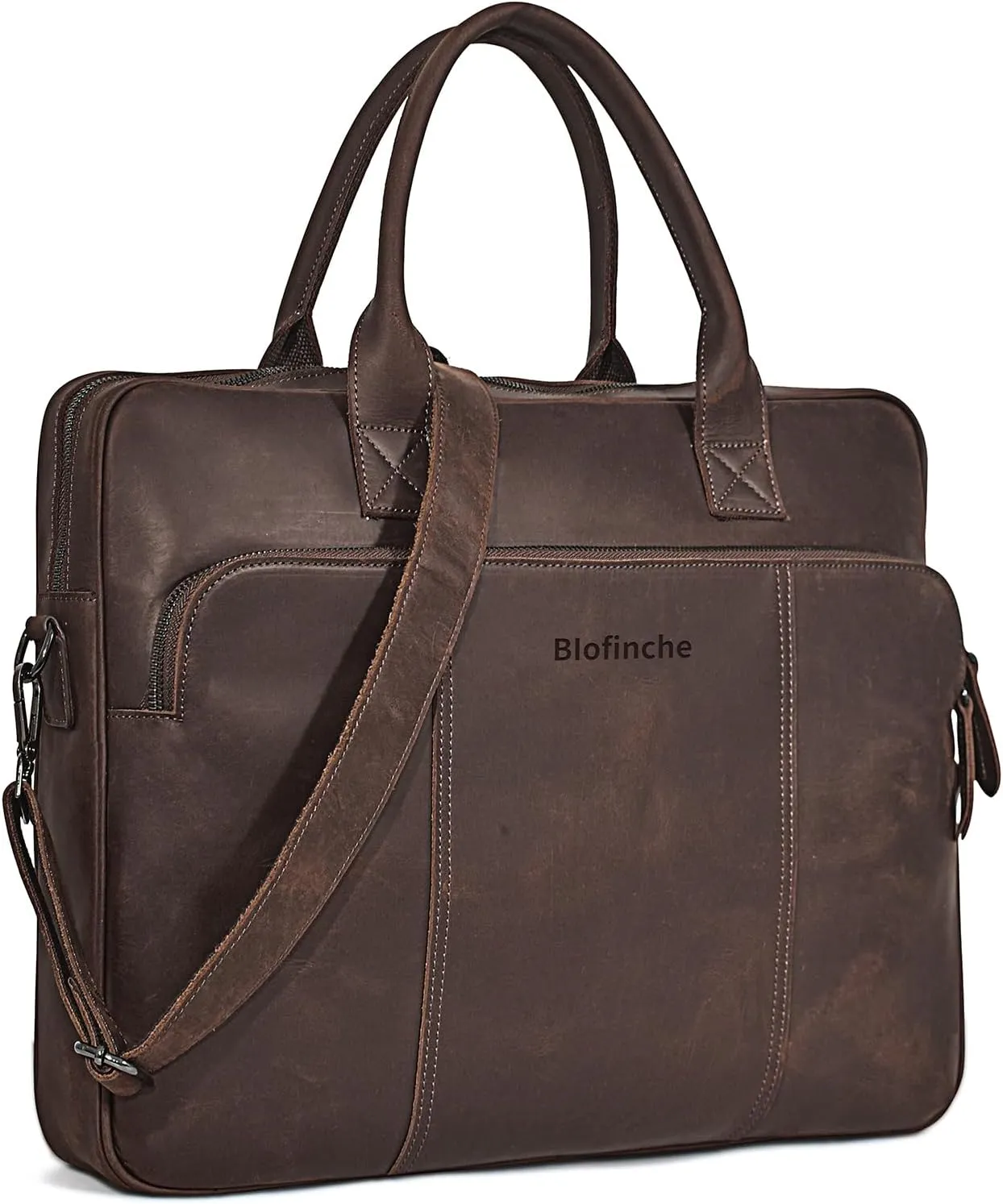 Blofinche Genuine Leather laptop briefcase mens 18 inch Computer Messenger shouledr work Satchel bags