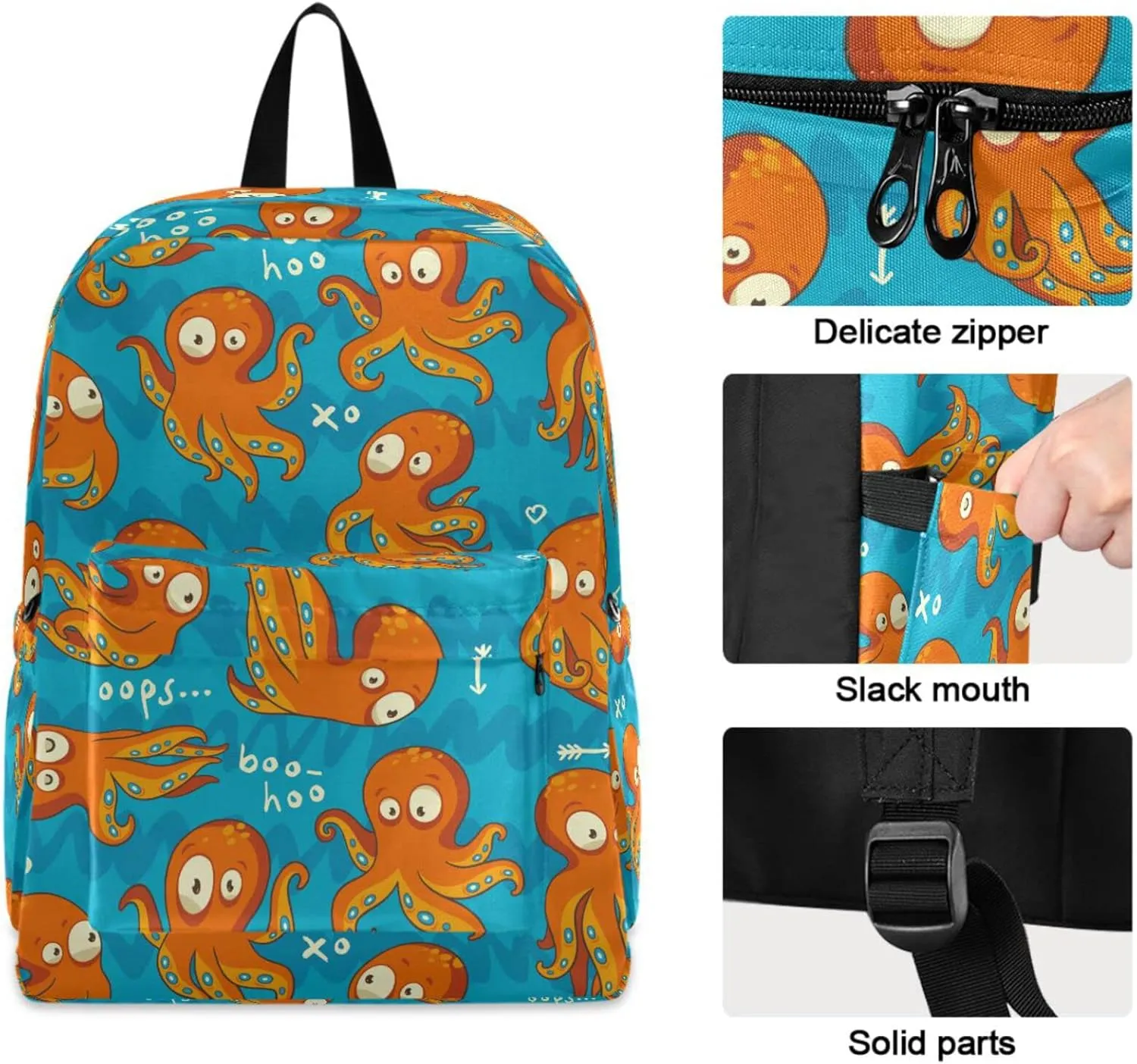 Blue Ocean Octopus Cartoon Big Travel Laptop Backpack Durable Computer Bag Gift for Men Women School Bookbags Work