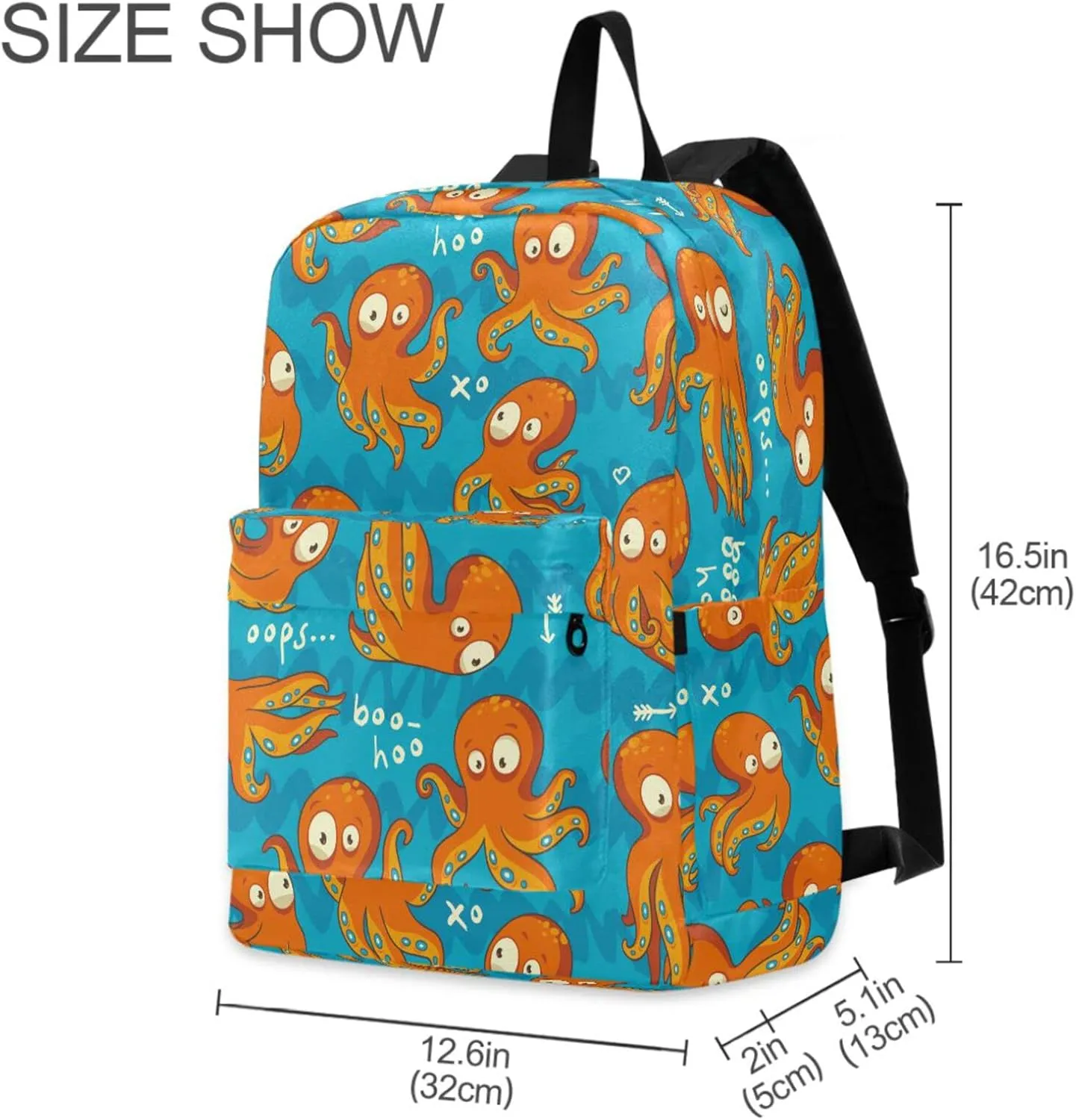 Blue Ocean Octopus Cartoon Big Travel Laptop Backpack Durable Computer Bag Gift for Men Women School Bookbags Work