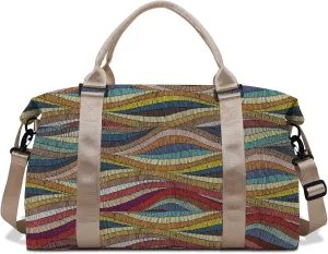 Boho Travel Weekender Duffel Overnight Carry On Bag with Trolley Sleeve,Large Travel Tote Bag with Wet Pocket Shoulder Strap for Women Girls Bohemian Aesthetic Cute-Colorful