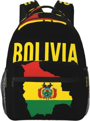 Bolivian Boliva Pride Map Flag Backpack Casual Laptop Backpack Double Shoulder Bag Lightweight Backpack For Women Men Travel