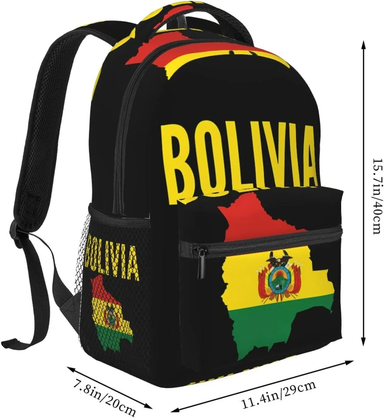 Bolivian Boliva Pride Map Flag Backpack Casual Laptop Backpack Double Shoulder Bag Lightweight Backpack For Women Men Travel
