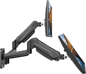 BONTEC Dual Monitor Wall Mount for 13-32 Inch Screens, Height Adjustable Gas Spring Arm with Tilt, Swivel & Rotate, Hold Up to 19.8 lbs, Fully Adjustable, Office & Home Use, VESA 75x75/100x100