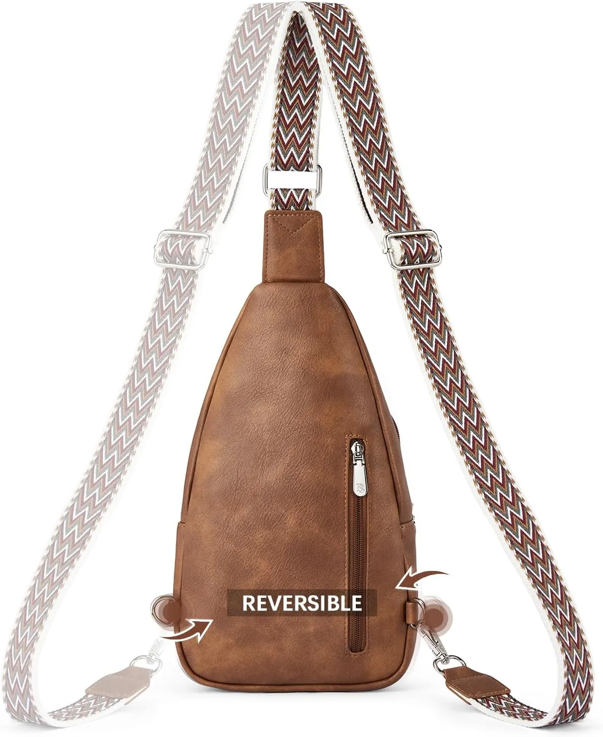 BOSTANTEN Sling Bag Cross Body Bag Trendy Leather Crossbody Purse Chest Bag with Adjustable Guitar Strap for Travel