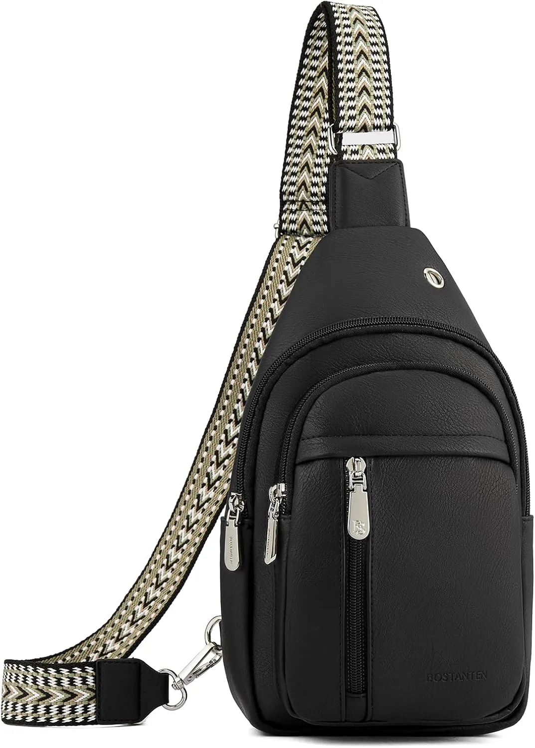 BOSTANTEN Sling Bag Cross Body Bag Trendy Leather Crossbody Purse Chest Bag with Adjustable Guitar Strap for Travel