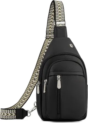BOSTANTEN Sling Bag Cross Body Bag Trendy Leather Crossbody Purse Chest Bag with Adjustable Guitar Strap for Travel