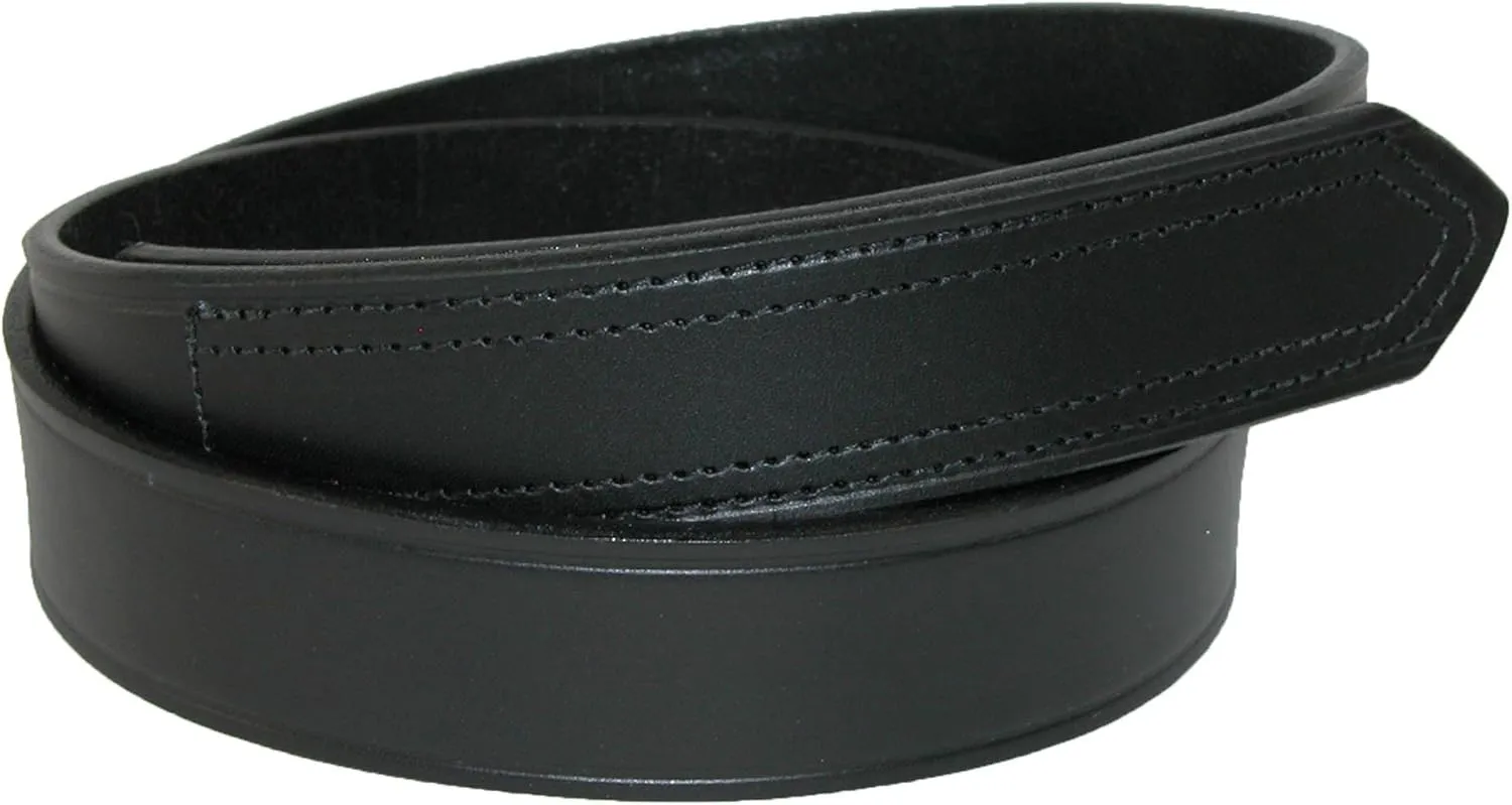 Boston Leather Men's Big & Tall Leather No Scratch Work Belt with Hook and Loop Closure, 52, Black