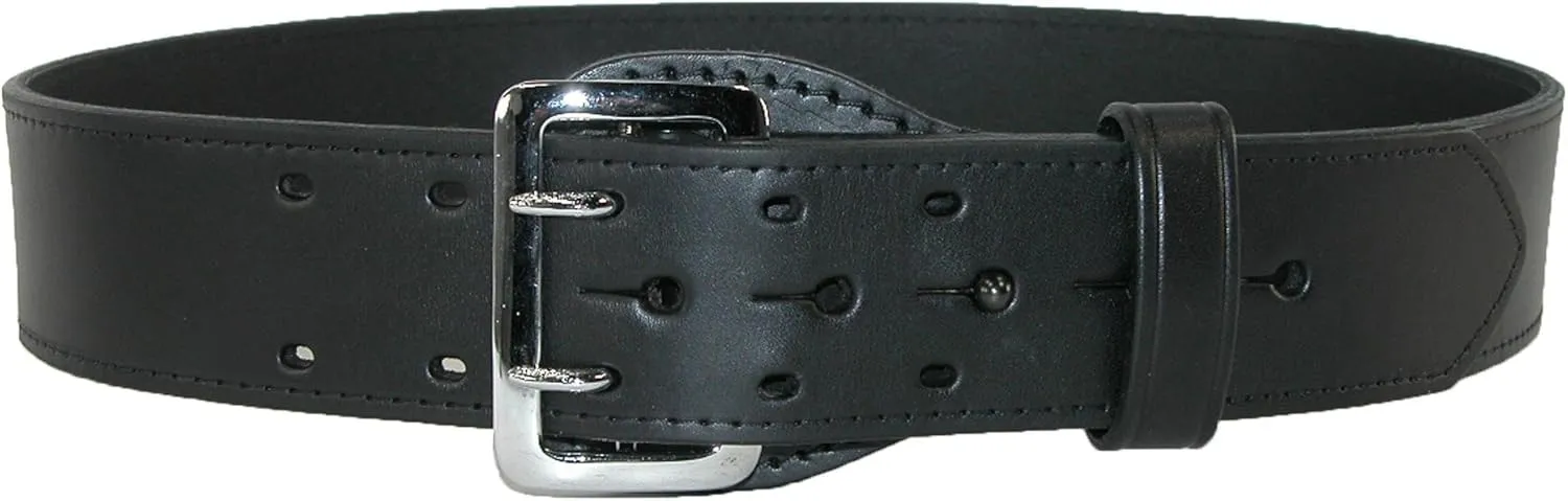 Boston Leather Men's Fully Lined Sam Browne Leather Work Belt, 38, Black